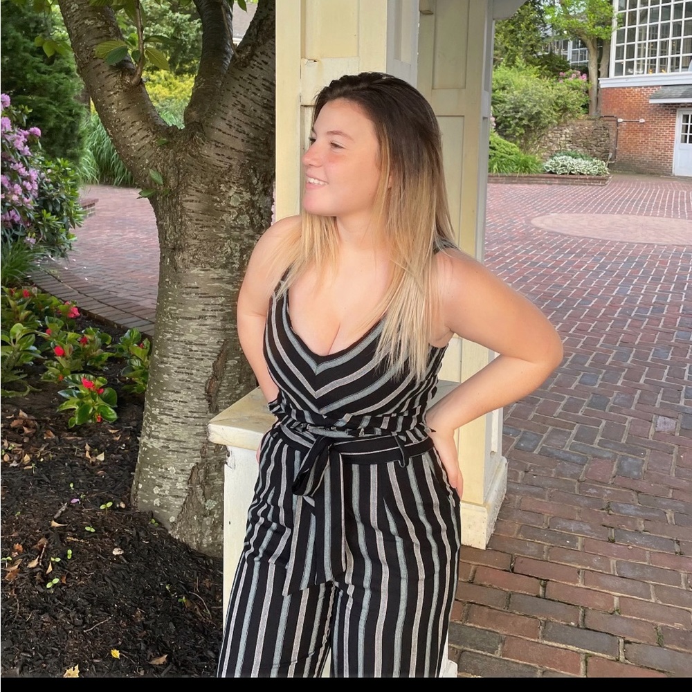 Black and white jump suit